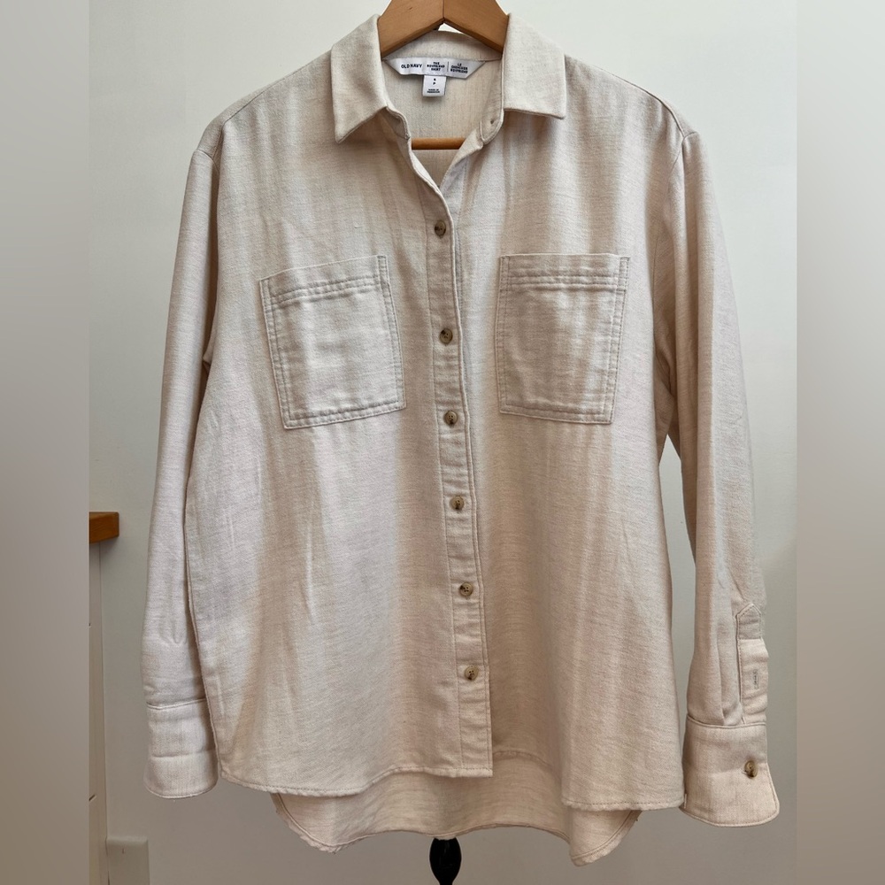 Old Navy Cream Boyfriend Shirt